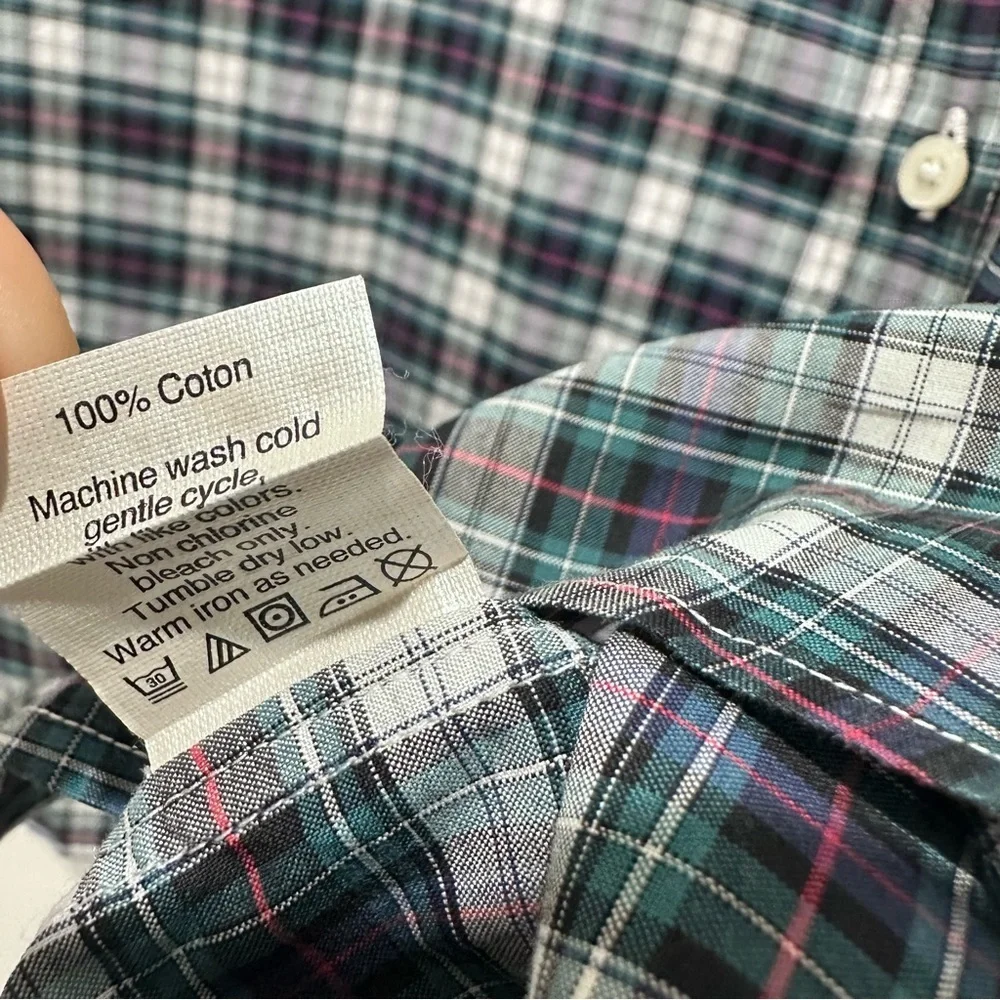 J.Crew men’s Ludlow collared button down plaid green blue medium